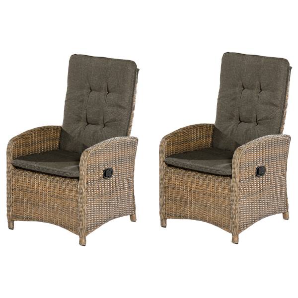 Gartensessel Atrani 2er-Set Beige - Aluminium - 63 x 108 x 65 cm