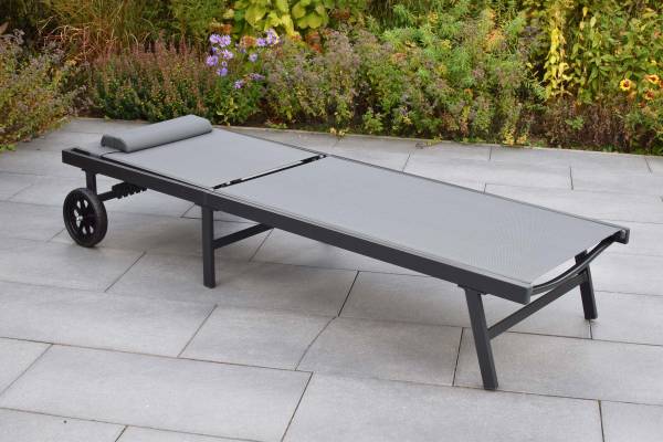 Gartenliege Tessin Grau - Polyester - Aluminium