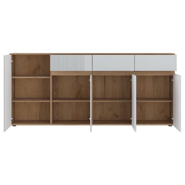 Madia Maazat Grigio chiaro / Effetto rovere - Larghezza: 200 cm