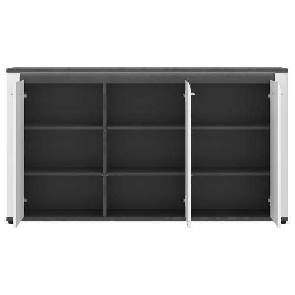 Sideboard Georgina mit 3 Türen Hochglanz Weiß / Grau