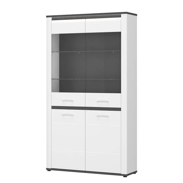 Credenza con vetrina Georgina Bianco lucido / Grigio