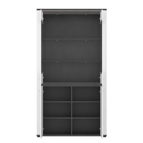 Credenza con vetrina Georgina Bianco lucido / Grigio