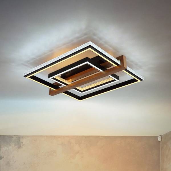 LED-Deckenleuchte Deloris Eisen - Schwarz / Dunkelbraun - 1-flammig