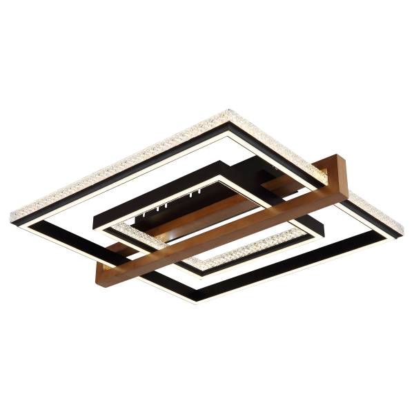 LED-Deckenleuchte Deloris Eisen - Schwarz / Dunkelbraun - 1-flammig