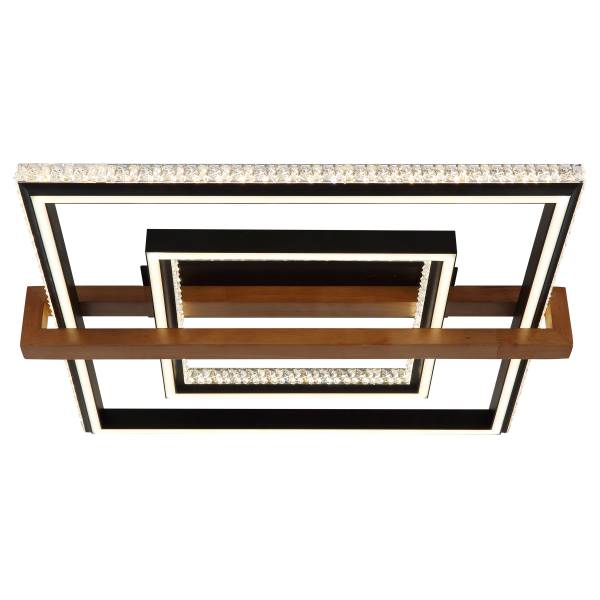 LED-Deckenleuchte Deloris Eisen - Schwarz / Dunkelbraun - 1-flammig