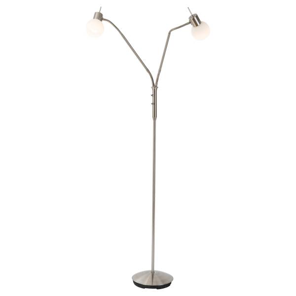 LED-Stehleuchte Loxy Eisen / Opalglas - Nickel Matt - 2-flammig