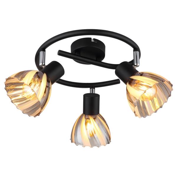 Plafonnier Zachery Rond Fer - 3 flammes - Noir