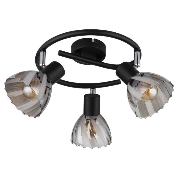 Plafonnier Zachery Rond Fer - 3 flammes - Noir