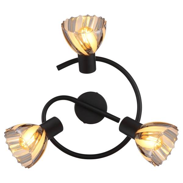 Plafonnier Zachery Rond Fer - 3 flammes - Noir