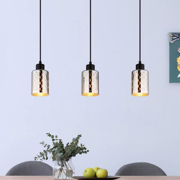 Hanglamp Alonso ijzer/gekleurd glas - zwart - 3-lichts