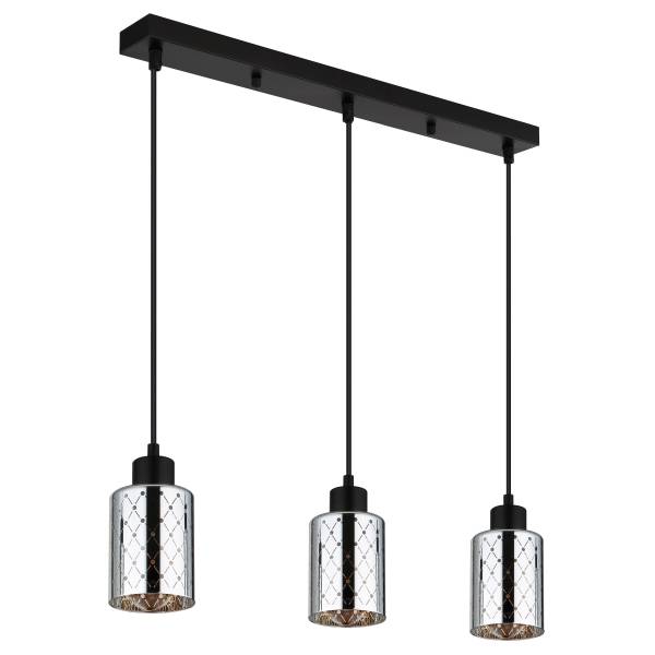 Hanglamp Alonso ijzer/gekleurd glas - zwart - 3-lichts