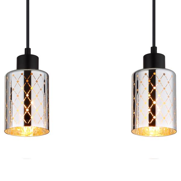Hanglamp Alonso ijzer/gekleurd glas - zwart - 3-lichts