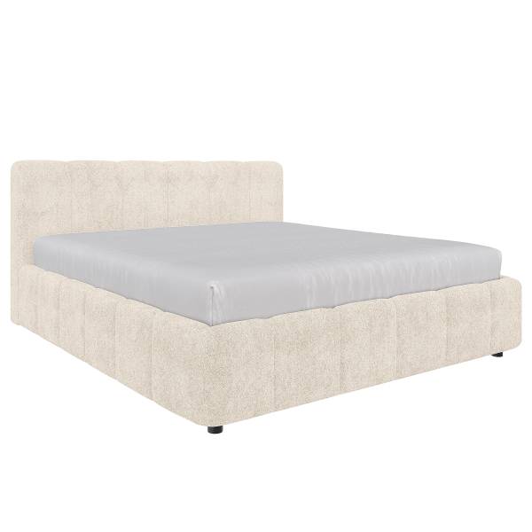 Letto imbottito contenitore Esliaa Tessuto Bouclé Laena: crema - 180 x 200cm