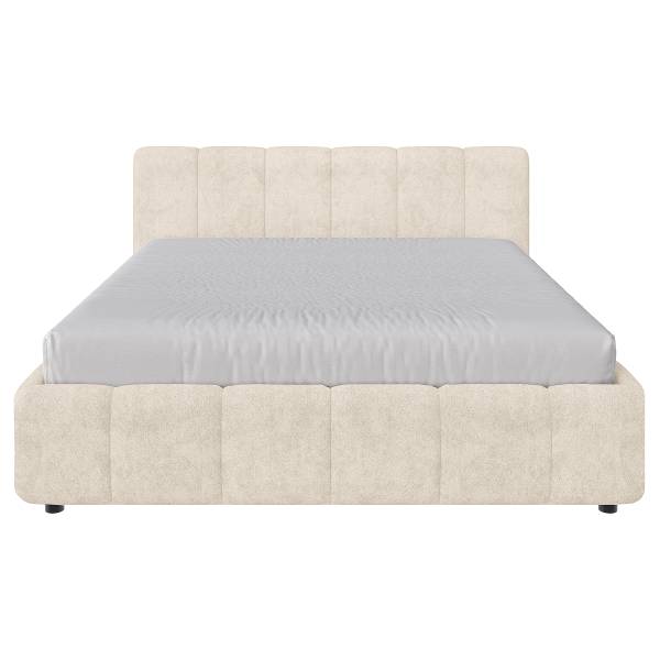 Letto imbottito contenitore Esliaa Tessuto Bouclé Laena: crema - 180 x 200cm