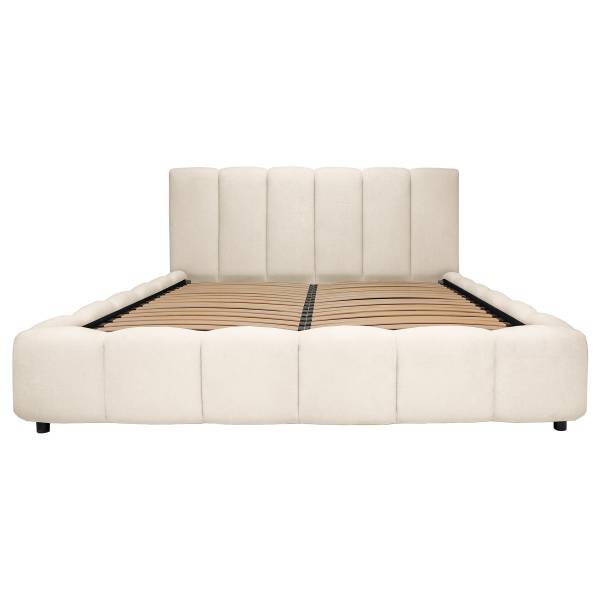 Letto imbottito contenitore Esliaa Tessuto Bouclé Laena: crema - 180 x 200cm