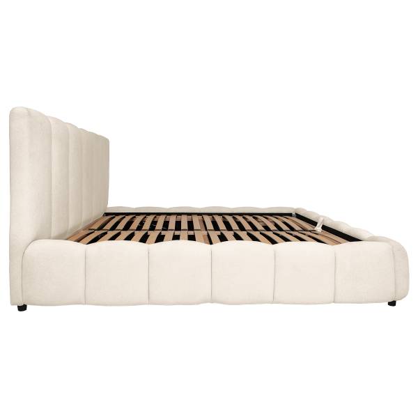 Letto imbottito contenitore Esliaa Tessuto Bouclé Laena: crema - 180 x 200cm