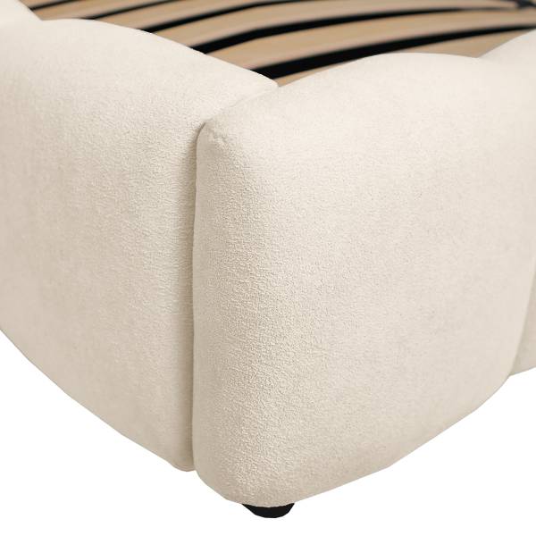 Letto imbottito contenitore Esliaa Tessuto Bouclé Laena: crema - 180 x 200cm