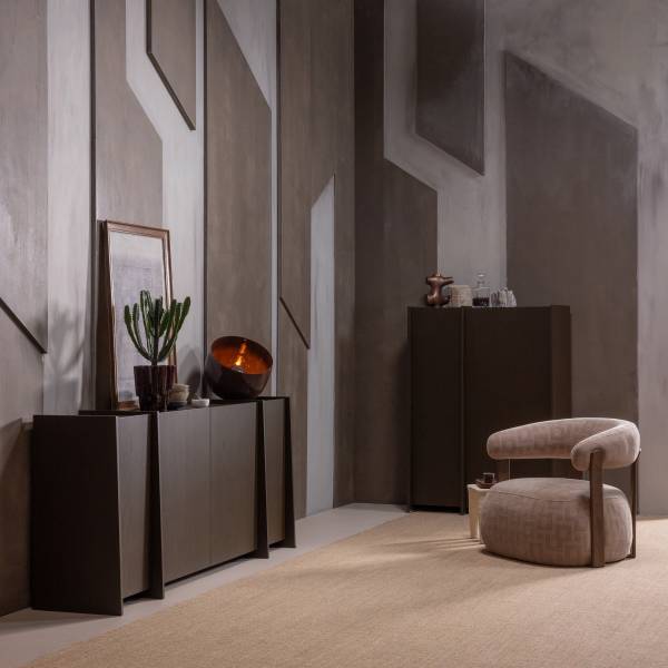 Massives Highboard Brock Graubraun