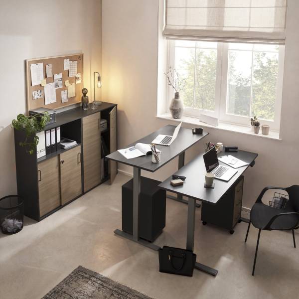 Aktenschrank Metz Anthrazit - Höhe: 150 cm