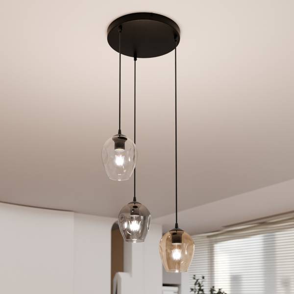 Pendelleuchte Istar Premium Stahl / Glas - Weiß / Stahl - Flammenanzahl: 3