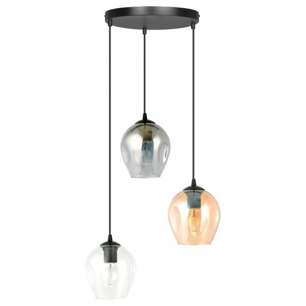 Pendelleuchte Istar Premium Stahl / Glas - Weiß / Stahl - Flammenanzahl: 3