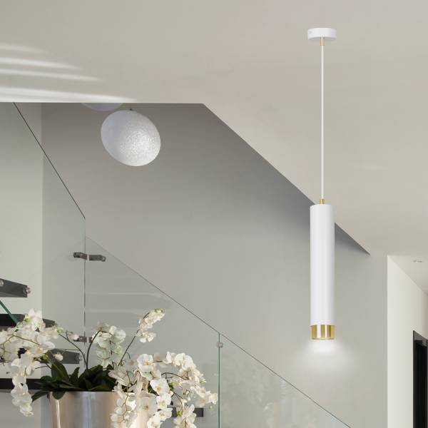Hanglamp Kibo staal - wit/goudkleurig - Aantal lichtbronnen: 1