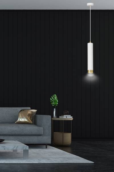 Hanglamp Kibo staal - wit/goudkleurig - Aantal lichtbronnen: 1