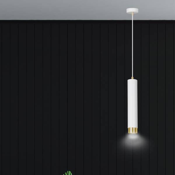 Hanglamp Kibo staal - wit/goudkleurig - Aantal lichtbronnen: 1