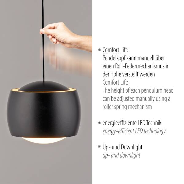 LED-Pendelleuchte Ballini Eisen -Schwarz - Flammenanzahl: 1