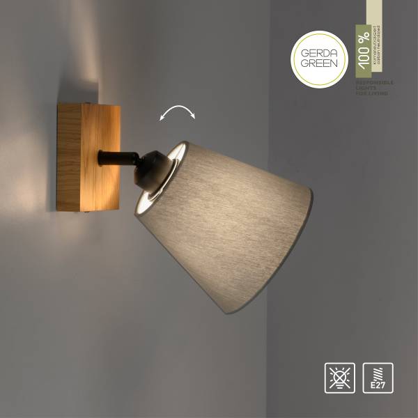 Wandlamp Gerda Michel ijzer/textiel - beige - 1-lichts