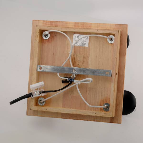 Plafondlamp Gerda Window rookglas/eikenhout - grijs - 5-lichts