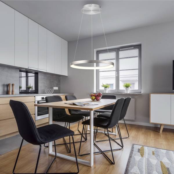 LED-Pendelleuchte Hoop Eisen - Silber - 1-flammig