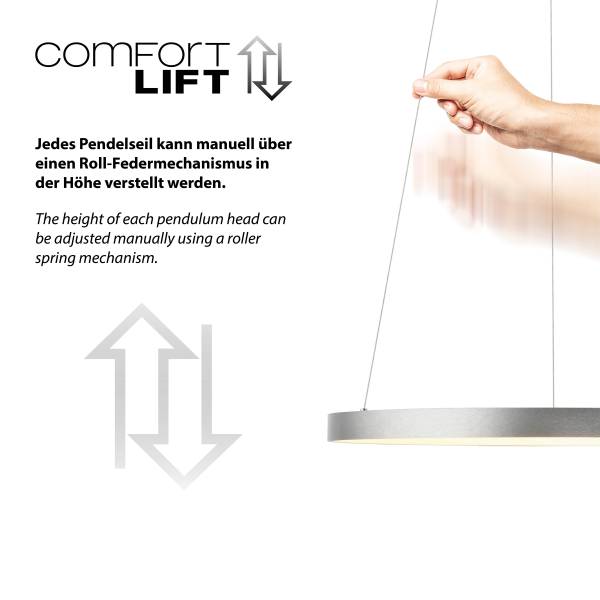 LED-Pendelleuchte Hoop Eisen - Silber - 1-flammig