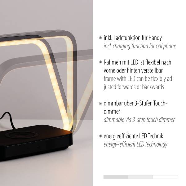 LED-Tischleuchte Omari Eisen / Kunststoff - Schwarz - 1-flammig