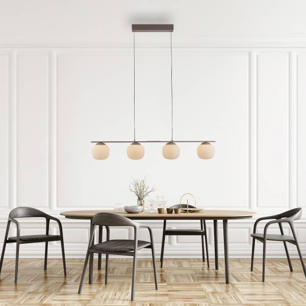 LED-Pendelleuchte Nami Typ B Eisen / Opalglas - Sand - 4-flammig