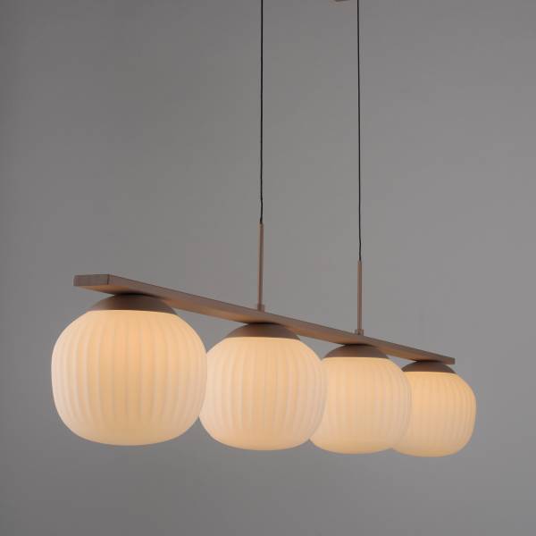 LED-Pendelleuchte Nami Typ B Eisen / Opalglas - Sand - 4-flammig