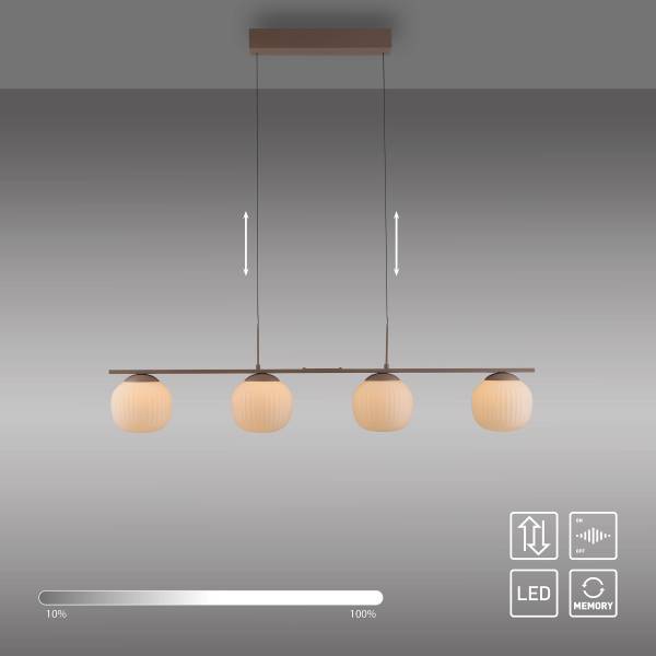 LED-Pendelleuchte Nami Typ B Eisen / Opalglas - Sand - 4-flammig