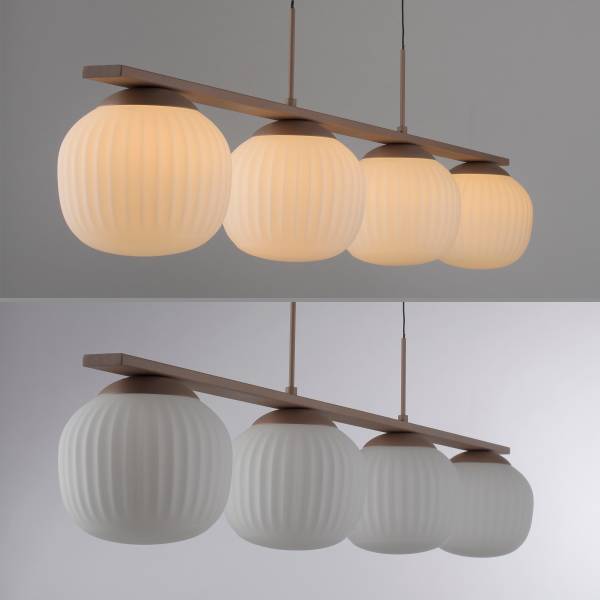 LED-Pendelleuchte Nami Typ B Eisen / Opalglas - Sand - 4-flammig