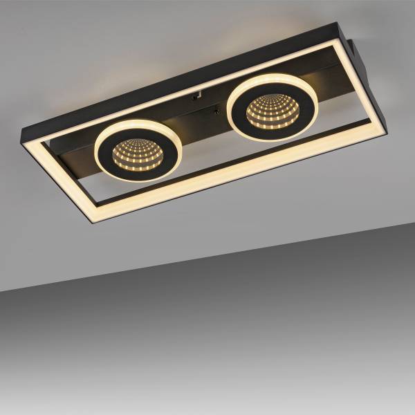 Plafonnier LED Traford Fer - Noir - Nb d'ampoules : 2