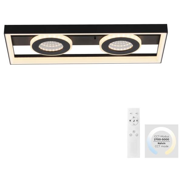 Plafonnier LED Traford Fer - Noir - Nb d'ampoules : 2