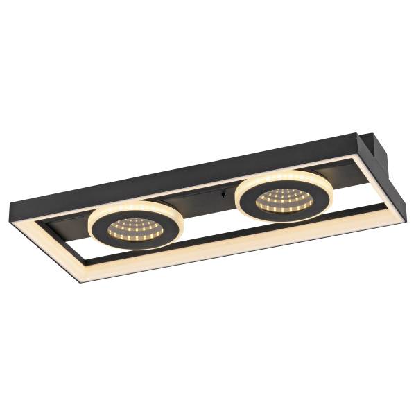 Plafonnier LED Traford Fer - Noir - Nb d'ampoules : 2