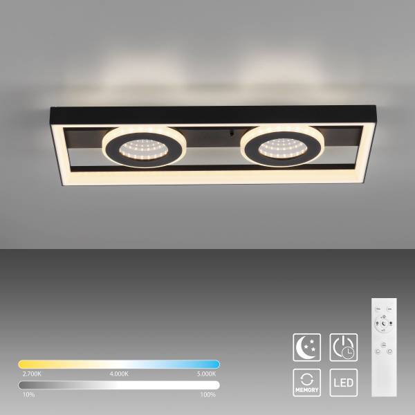 Plafonnier LED Traford Fer - Noir - Nb d'ampoules : 2