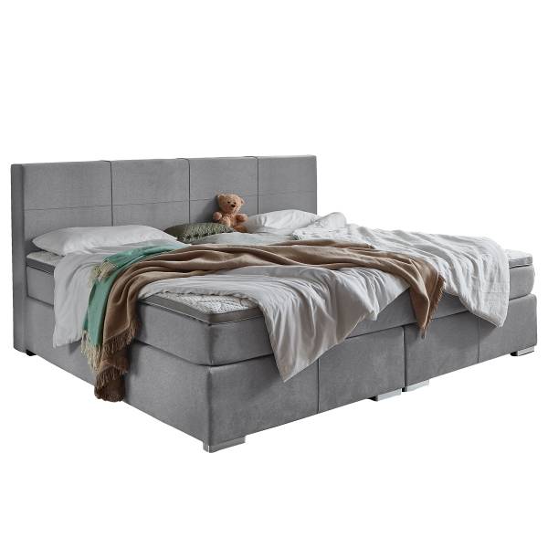 Boxspringbett Hutley Silber - Microfaser - 240 x 115 x 200 cm
