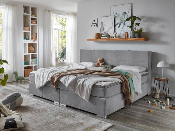Boxspringbett Hutley Silber - Microfaser - 240 x 115 x 200 cm