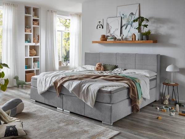 Boxspringbett Hutley Silber - Microfaser - 240 x 115 x 200 cm