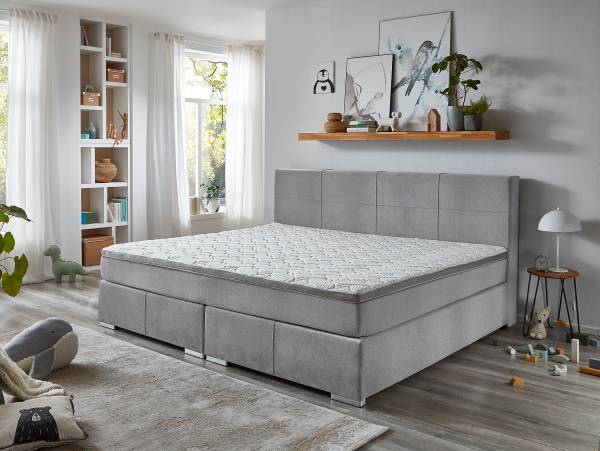 Boxspringbett Hutley Silber - Microfaser - 240 x 115 x 200 cm