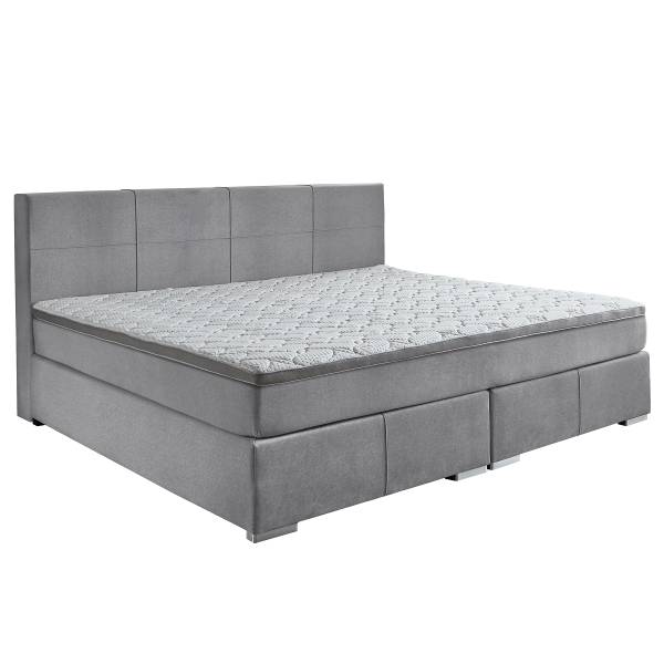 Boxspringbett Hutley Silber - Microfaser - 240 x 115 x 200 cm