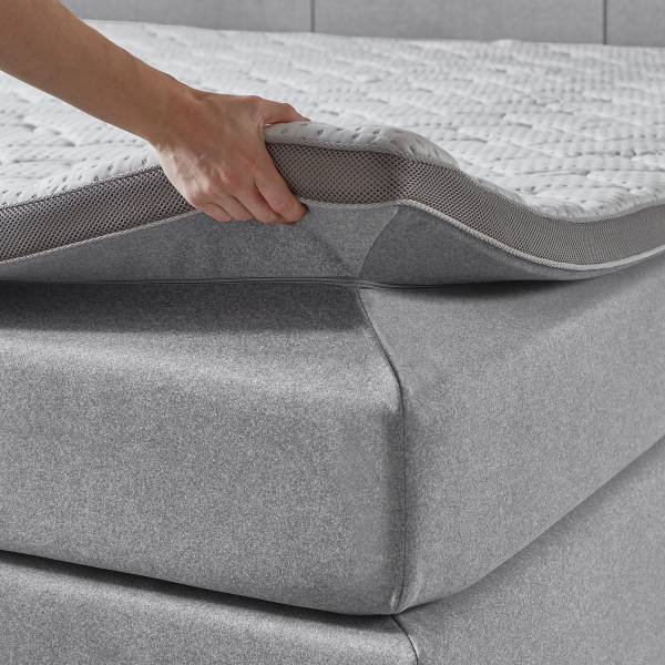 Boxspringbett Hutley Silber - Microfaser - 240 x 115 x 200 cm