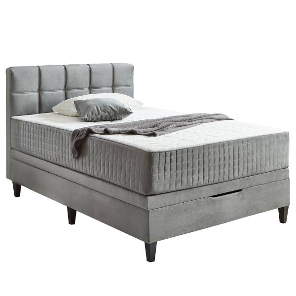 Boxspringbett Villie Samt Ferina: Grau