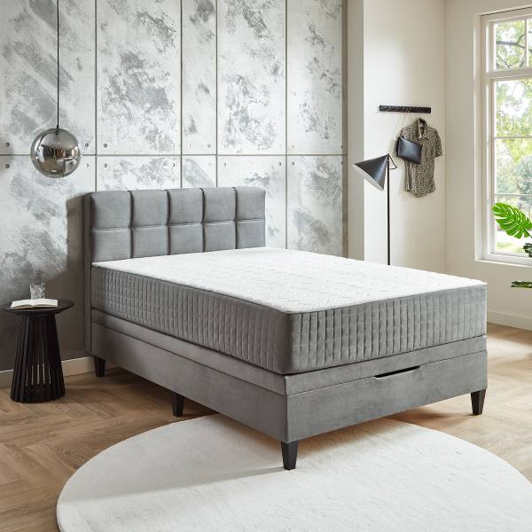 Boxspringbett Villie Samt Ferina: Grau